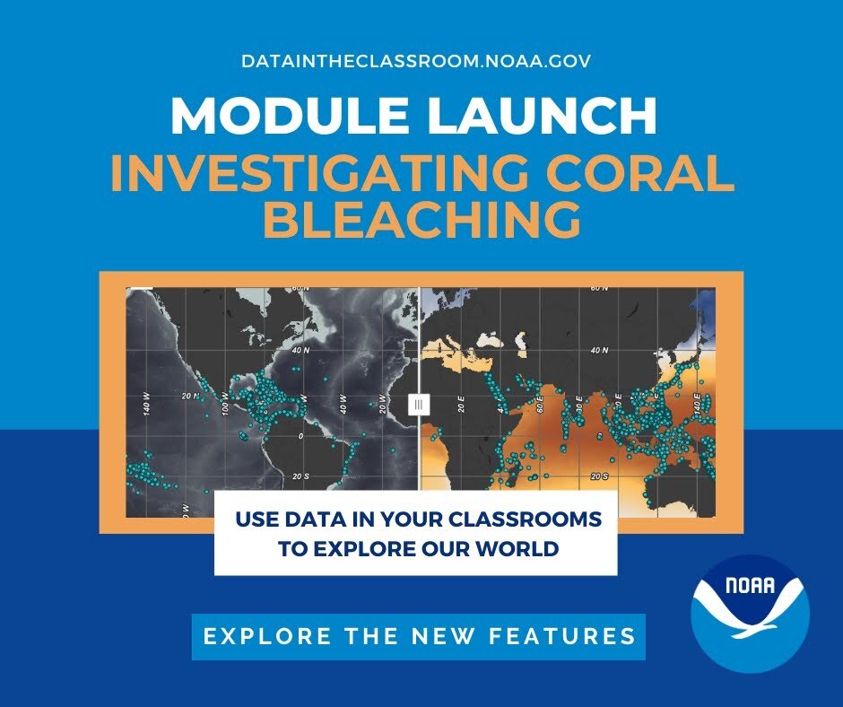 Module Launch, Investigating Coral Bleaching, use Data in your classrooms to explore our world, Explore the new features