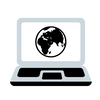 Computer with earth on screen icon