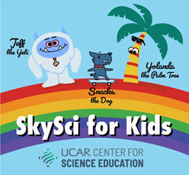 Logo for UCAR SkySci for Kids Online workshop. 