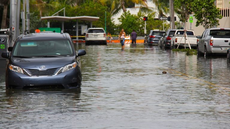 High-tide flooding on a street in Miami Beach, September 2015.