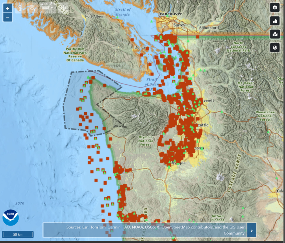ERMA dashboard displaying samples and bioassay counts for the Northwest region.