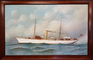 Image of a framed painting of a steamship named Pathfinder
