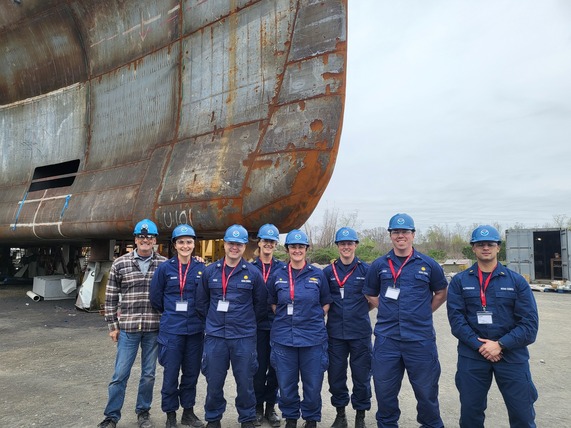 NOAA Corps officers visit Oceanographer under construction