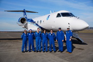 G-IV atmospheric rivers crew poses in front of aircraft