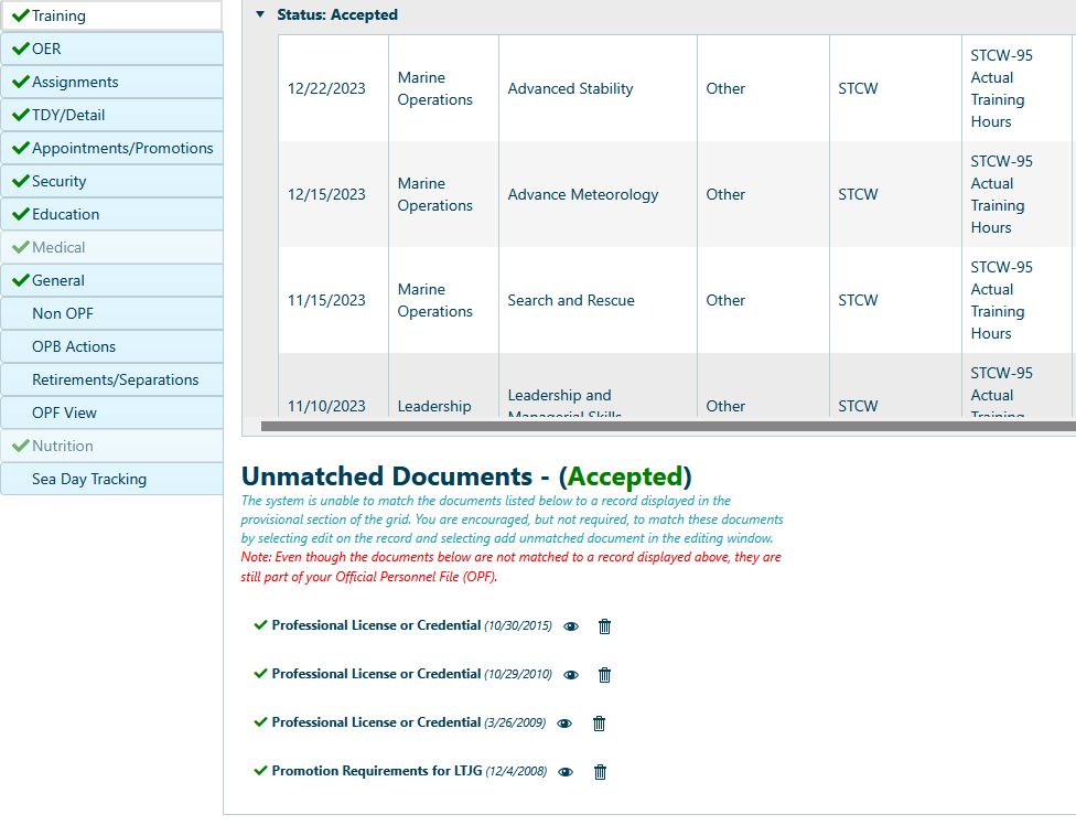 Unmatched documents