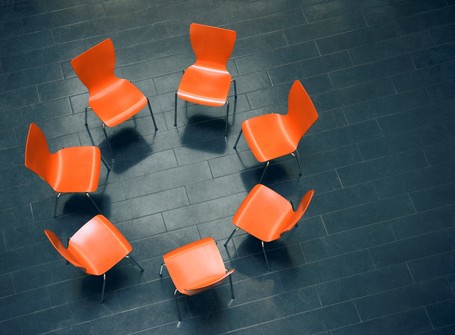 Chairs in a circle. 
