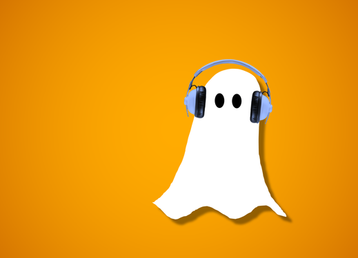 Ghost with headphones