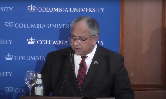 Secretary of the Navy Carlos Del Toro speaks at Columbia University