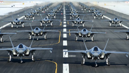 A line of F-35s
