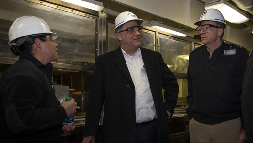 Jay Stefany and others wearing hard hats