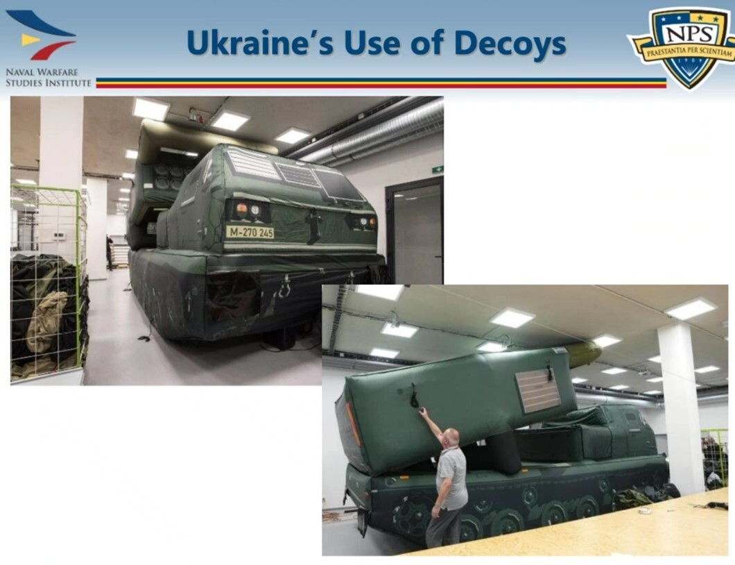 Ukraine's Use of Decoys. Picture of inflatable tanks.