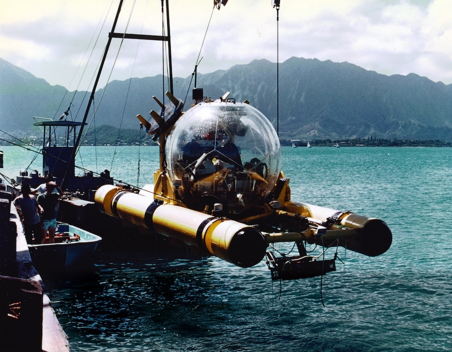 a submersible being lowered into the water
