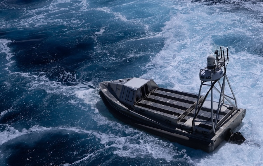 unammned vessel on rough ocean