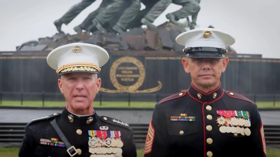 two marine officers in dress uniform 