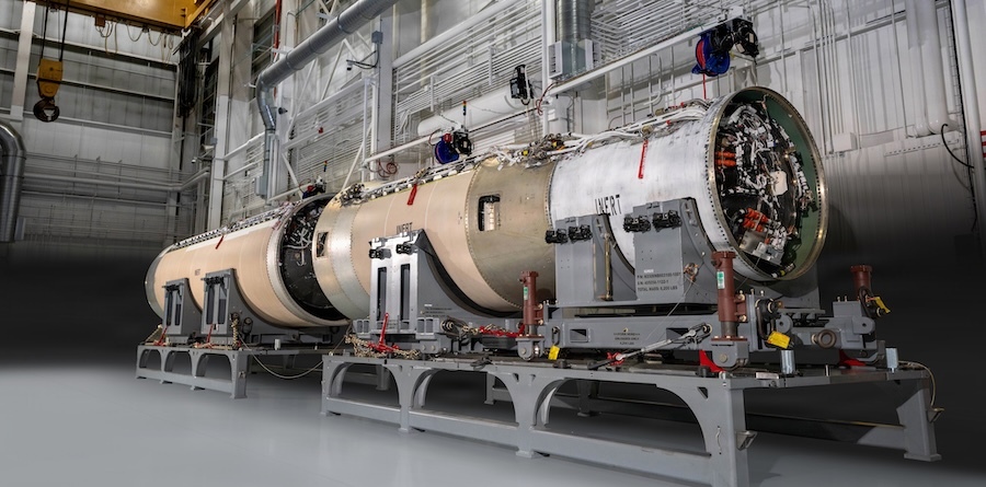 rocket booster lying horizontally