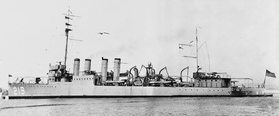 B&W photo of a large ship