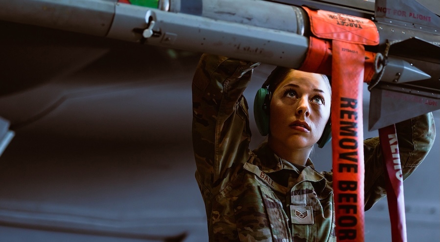 woman working on a missile