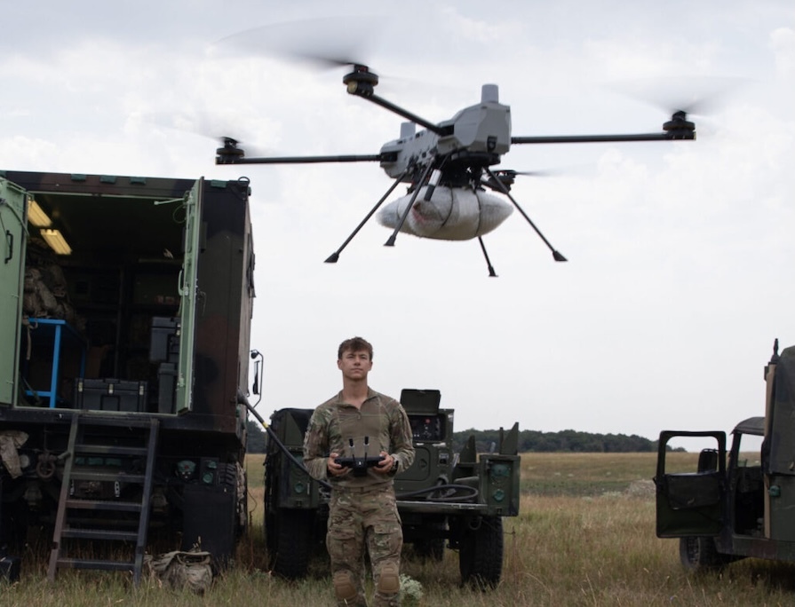 solidier flying a drone