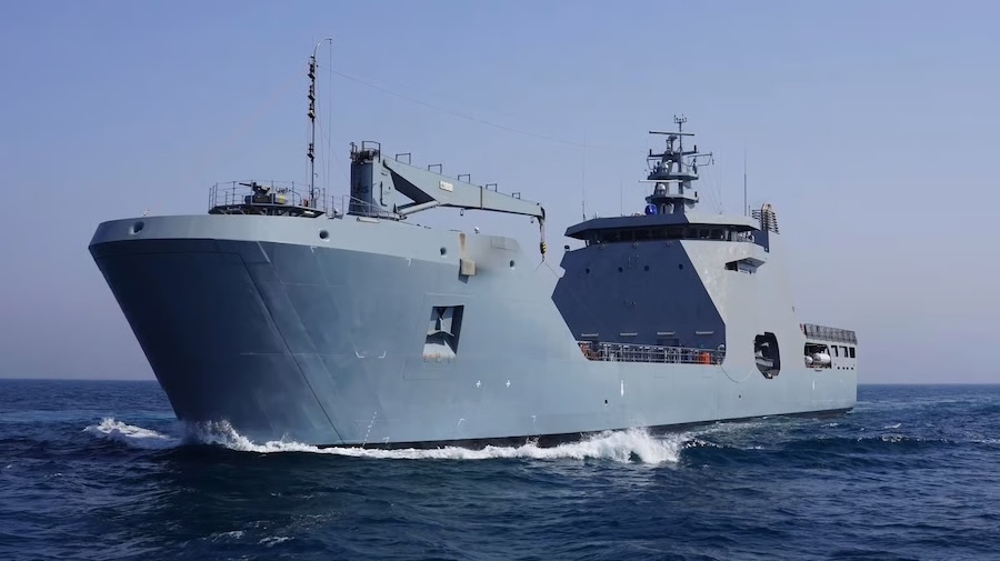 rendering of ship at sea