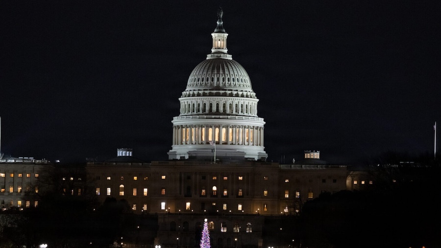 Capitol building dome at night