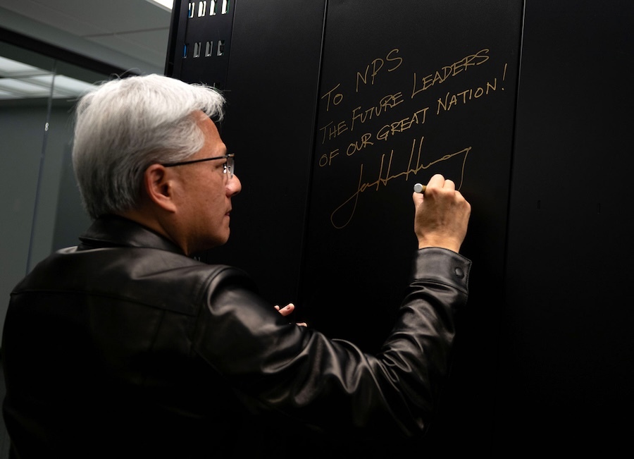 Jensen Huang writing a message to NPS