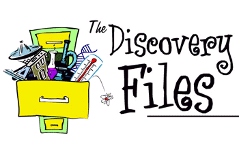 The NSF Discovery Files Logo showing several instruments popping out of a filing cabinet drawer