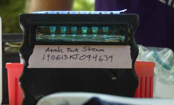 Testing water from an area affected by wildfires in California.