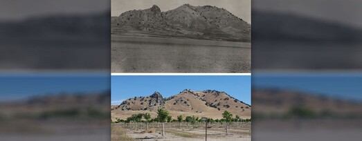 Photos of Sutter Buttes (Sutter County) showing the change in land use from 1931 to 2016.