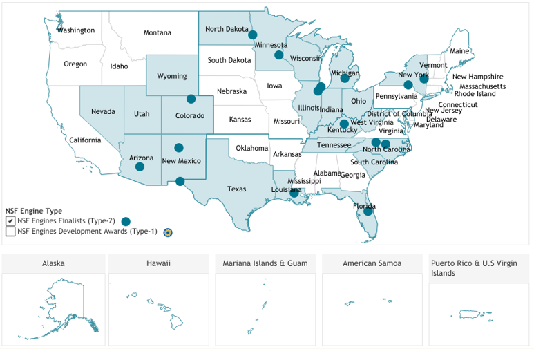 NSF Engines Finalists Map