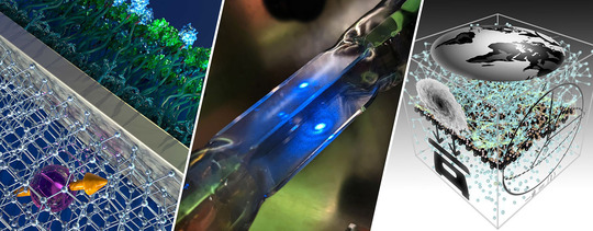 Three images depicting quantum sensors