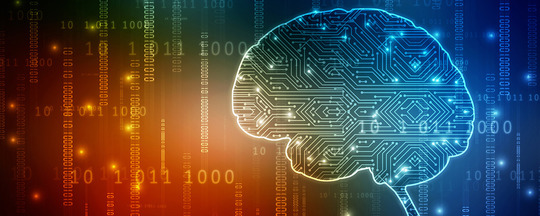 Abstract illustration showing a brain and numbers