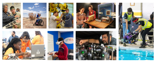 Collage of images showing students