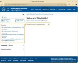 Screenshot of NCSES table builder