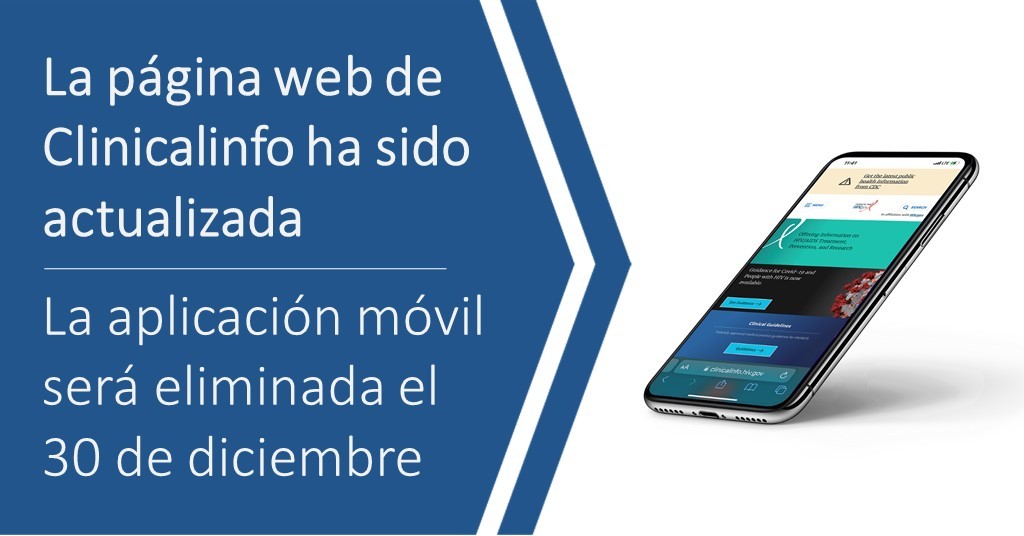 Pgina web de Clinicalinfo ahora optimizada para la navegacin mvil: la aplicacin ser eliminada el 30 de diciembre