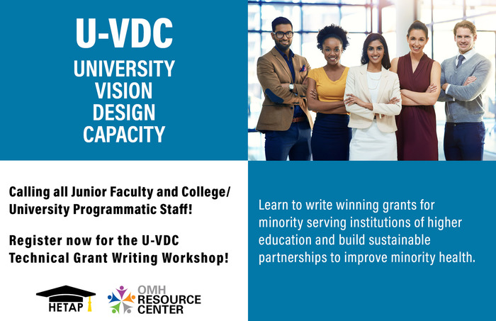 U-VDC Technical Grant Writing Workshops. March 22-23, April 5-6 and April 26-27.