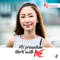 National Women and Girls HIV/AIDS Awareness Day: HIV Prevention Starts with Me. Image shows an Asian/Pacific Islander woman.