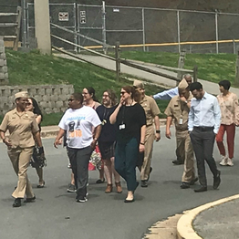 Image shows OMH staff walking as a group