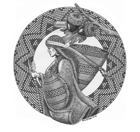 NIHB conference banner, a B&W illustration of an American Indian 