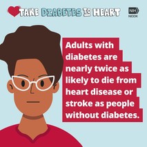 Adults with diabetes are nearly twice as likely to die from heart disease/stroke as people without diabetes