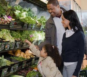 family buying groceries 