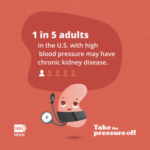 1 in 5 adults in the U.S. with high blood pressure may have chronic kidney disease. Take the pressure off. NIH NIDDK.