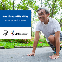 Image shows an older Asian man going for a jog. #ActiveandHealthy OMH