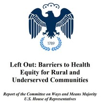 Cover detail for the report, "Left Out: Barriers to Health Equity for Rural and Underserved Communities"