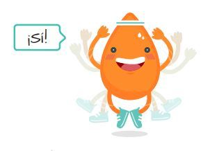 Illustration shows an exercising sweat drop saying, "Si!"