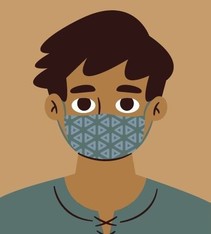 Illustration shows a Hispanic/Latino male wearing a facemask