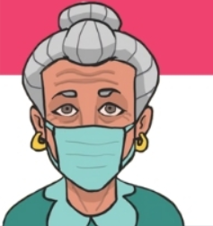 Illustration shows a Hispanic/Latina older woman wearing a facemask