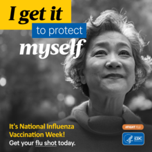 I get it to protect myself. It's National Influenza Vaccination Week! Get your flu shot today. #FightFlu. HHS CDC. 