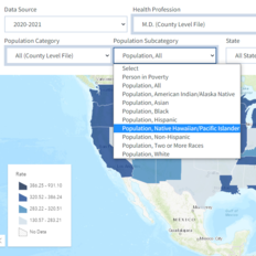 Detail shows the drop-down menu for the Area Health Resources Files's Population Subcategory