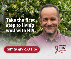 Take the first step to living well with HIV. Smiling Man.