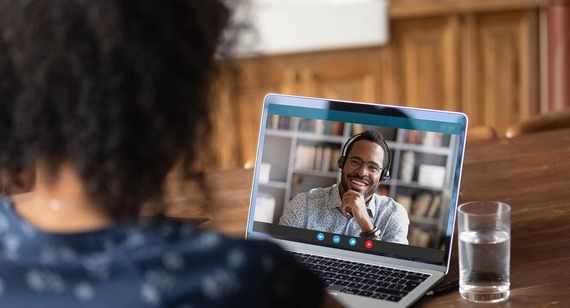 two people on a video call